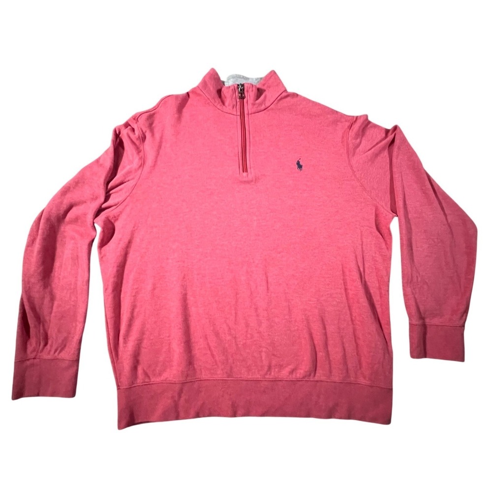 Polo Ralph Lauren Performance Pullover Mens Large Red Quarter Zip Heathered Logo